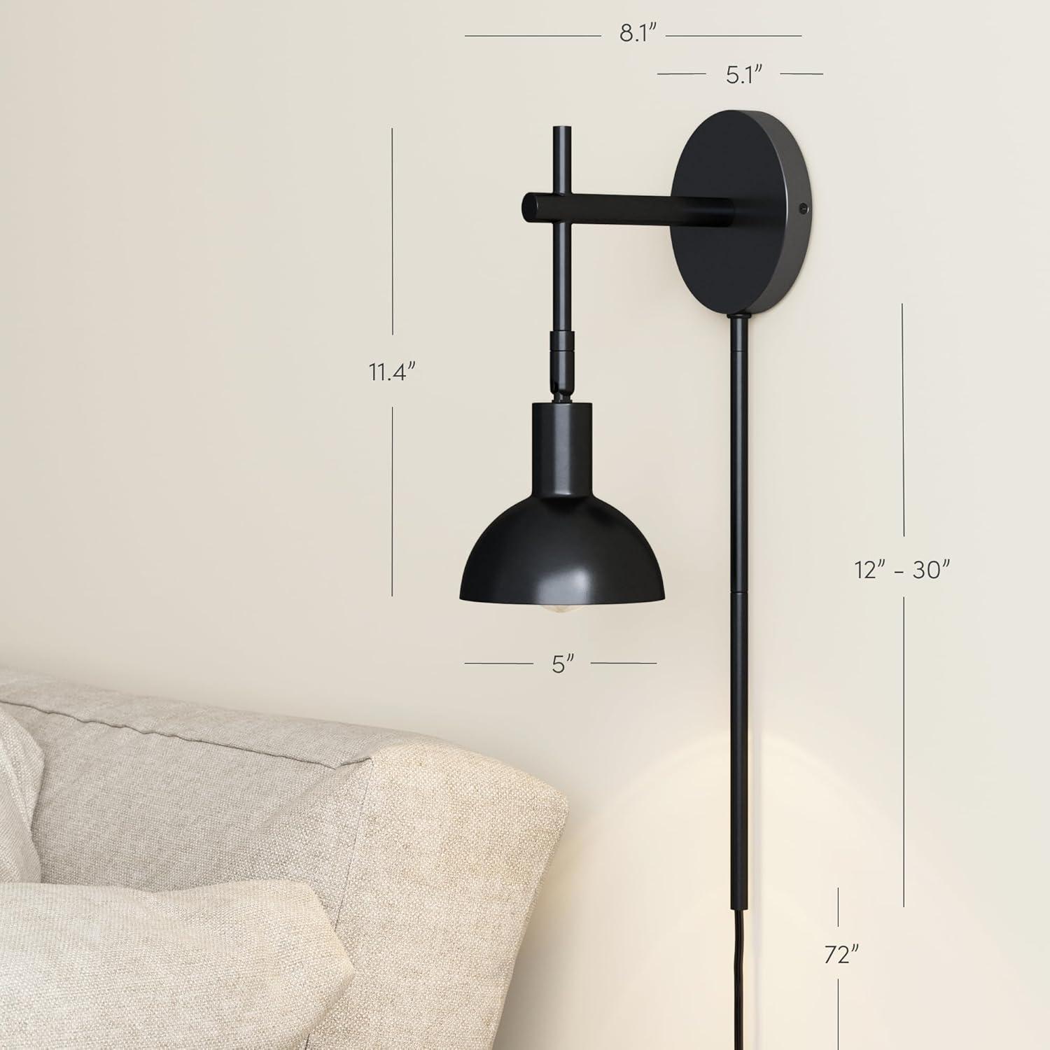Nathan James 1 - Light Dimmable Plug-in Armed Sconce