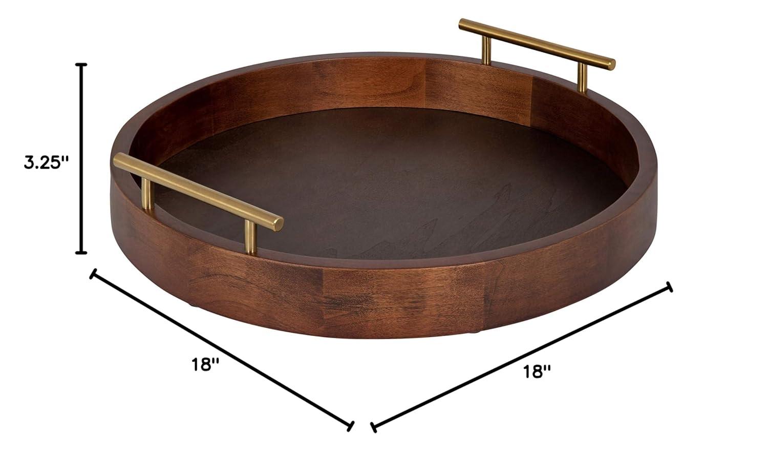 Kate and Laurel Lipton Tray, 18" Diameter, Walnut Brown