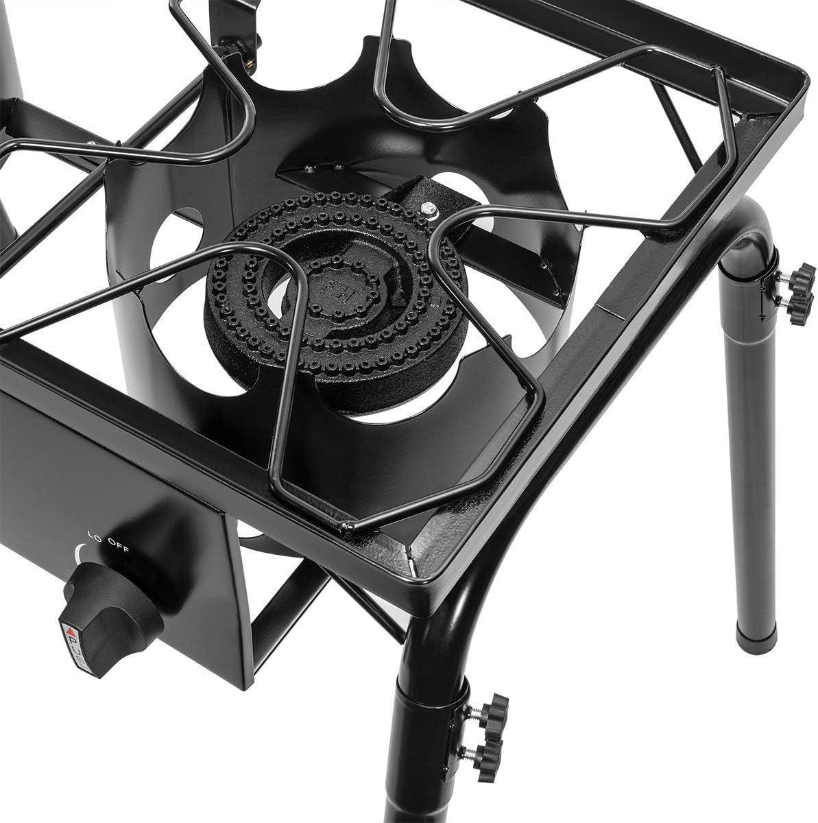 Black Steel Double Burner Outdoor Camping Stove with Detachable Legs