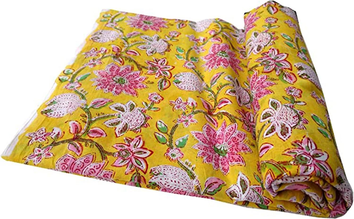 Rastogi Handicrafts 100% Pure Cotton Hand Block Printed Fabric Width - 44 Inches Size 1 Yard (Fabric 12)