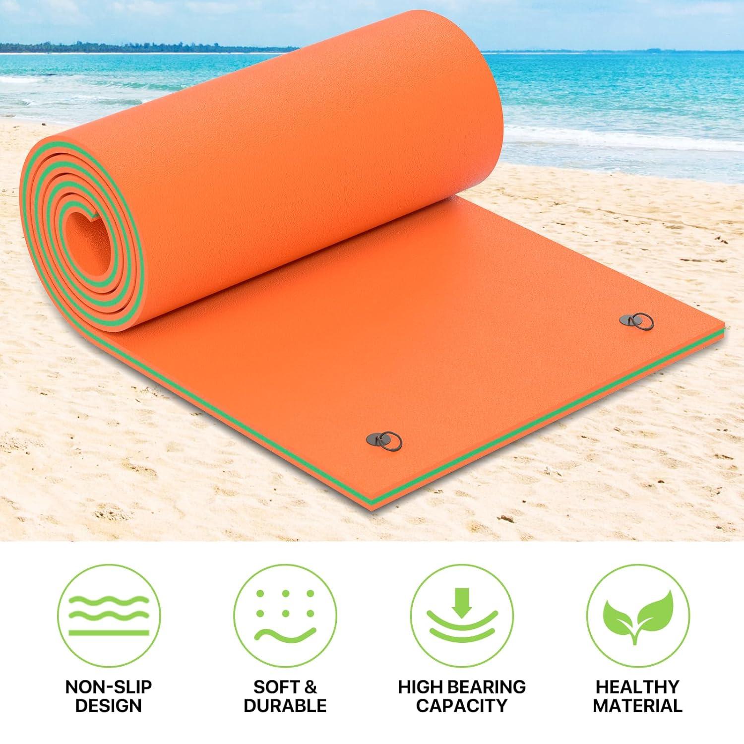 Bring Home Furniture 18x6 ft Floating Mat 10ft Bungee & Storage Straps 1500lb Capacity UV-Resistant XPE Foam Hi-Vis Safety​​