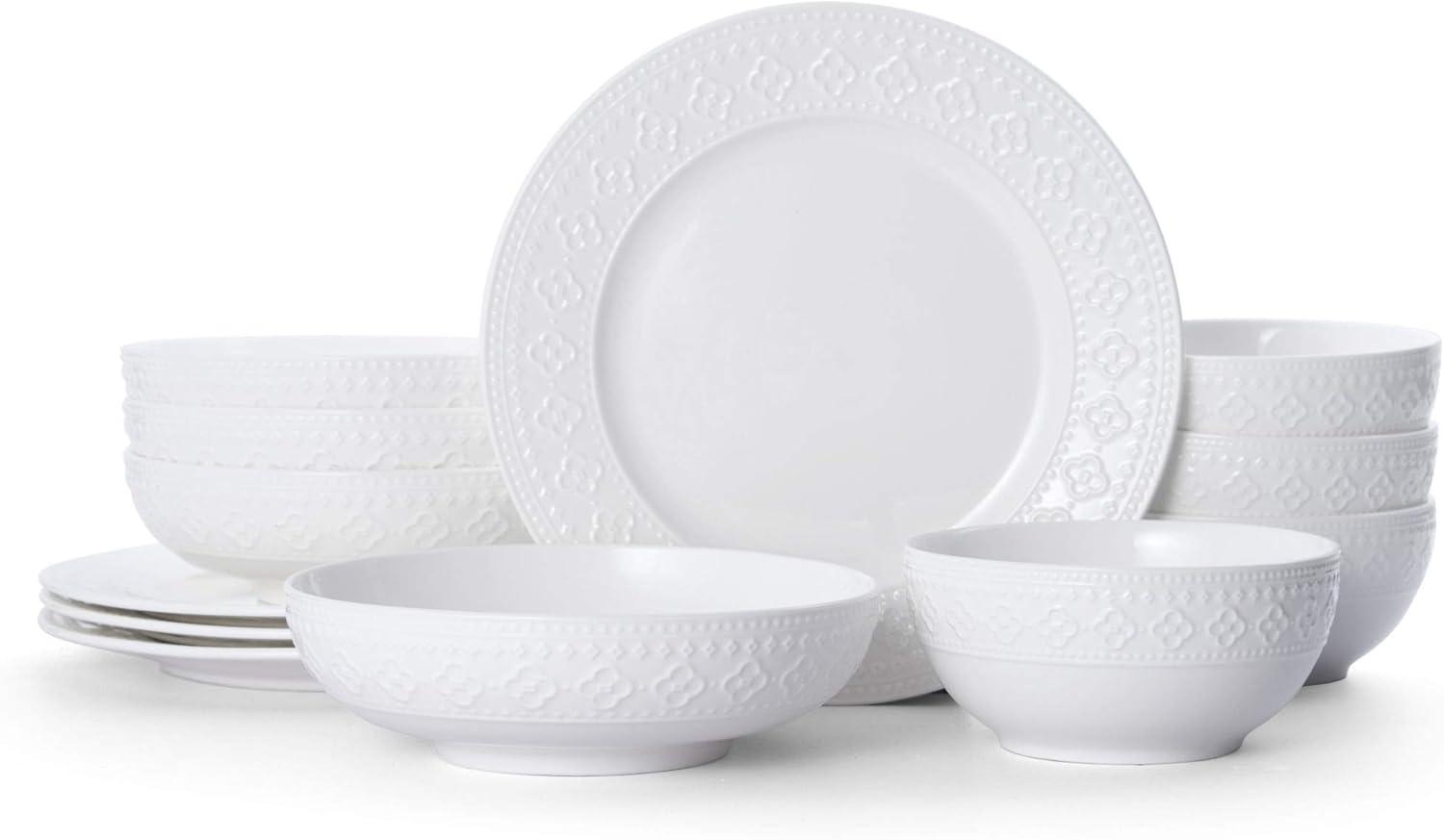 Pfaltzgraff® Haisley 12-Piece Dinnerware Set Porcelain White