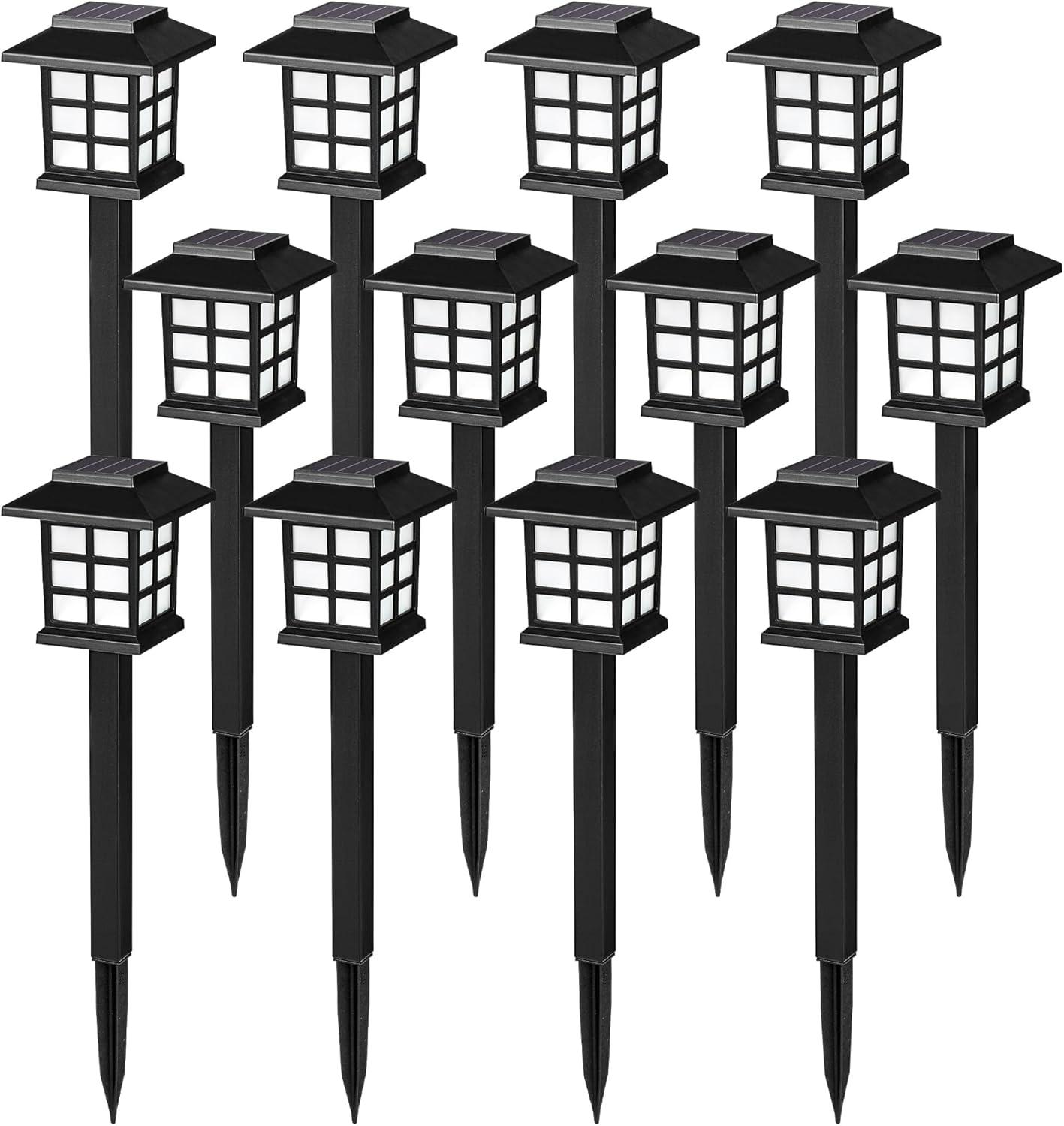 Black Plastic LED Solar Pathway Lights Multipack