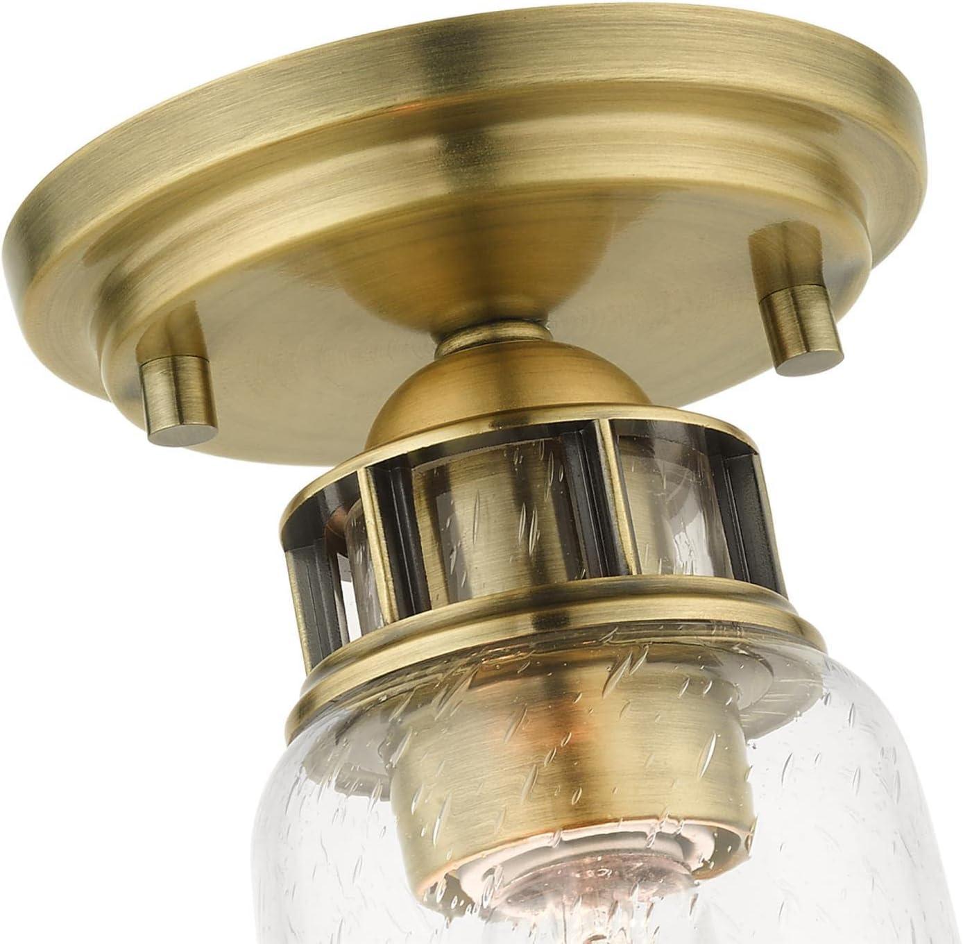 Livex Lighting Lawrenceville 1 - Light Flush Mount in  Antique Brass