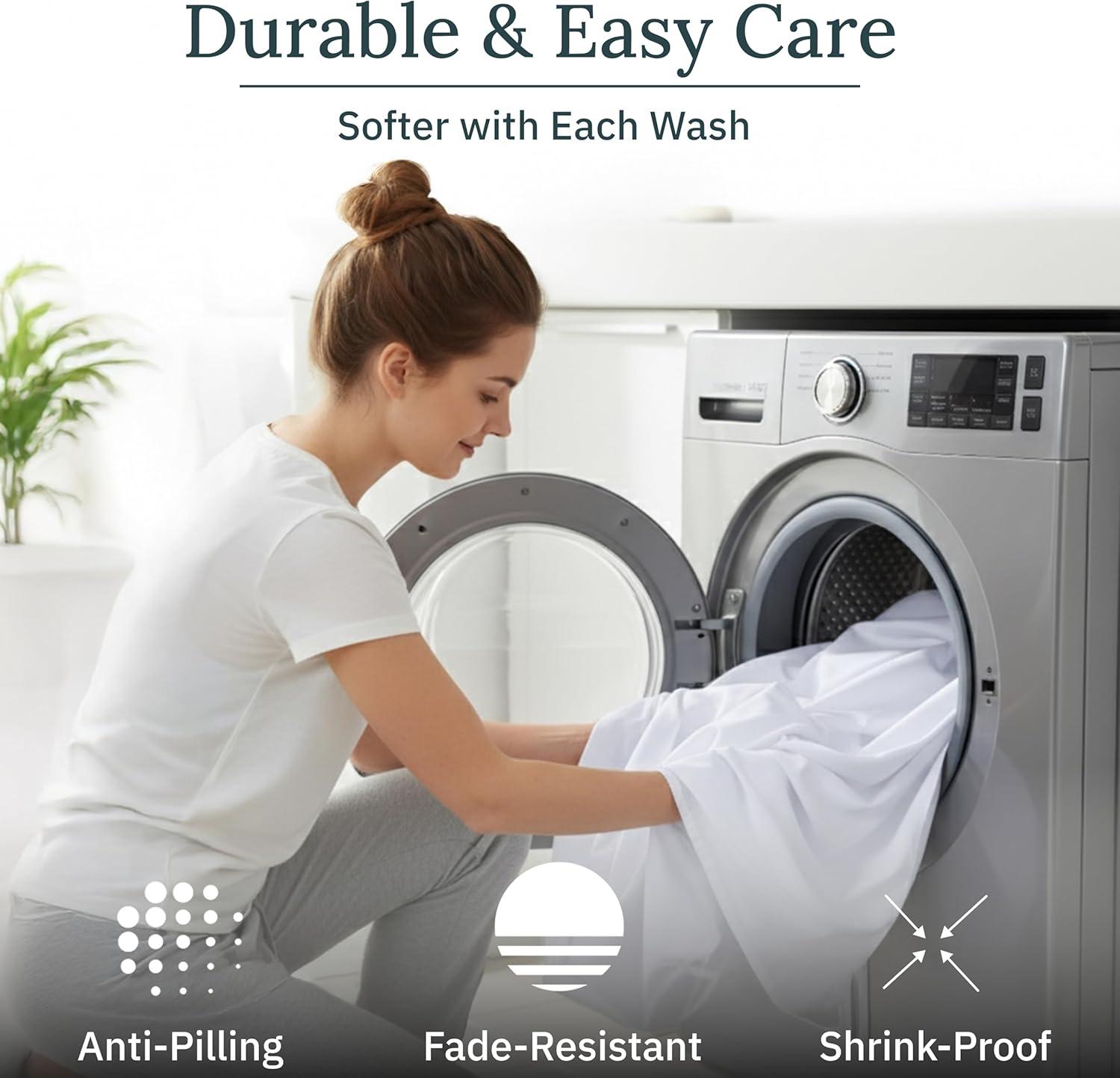 Luxury 1000 Thread Count Bed Sheets Set - 100% Cotton Sateen - Soft, Thick & Deep Pocket by California Design Den - Ivory, King