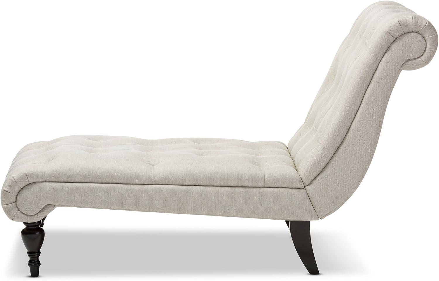 Baxton Studio Layla Mid-century Modern Light Beige Fabric Upholstered Button-tufted Chaise Lounge