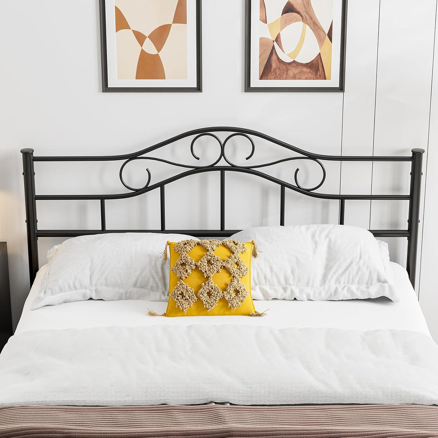 Red Barrel Studio® Anary Metal Headboard, Adjustable Height, Steel Curved Headboard , Farmhouse Scrollwork Design