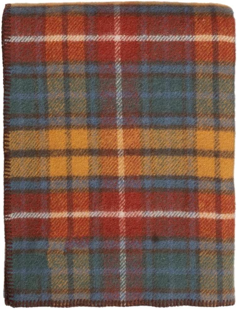 Extra-Large Antique Dress Stewart Wool Tartan Throw Blanket