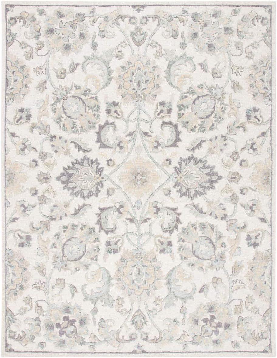 Ivory and Grey Hand-Tufted Wool 8' x 10' Area Rug