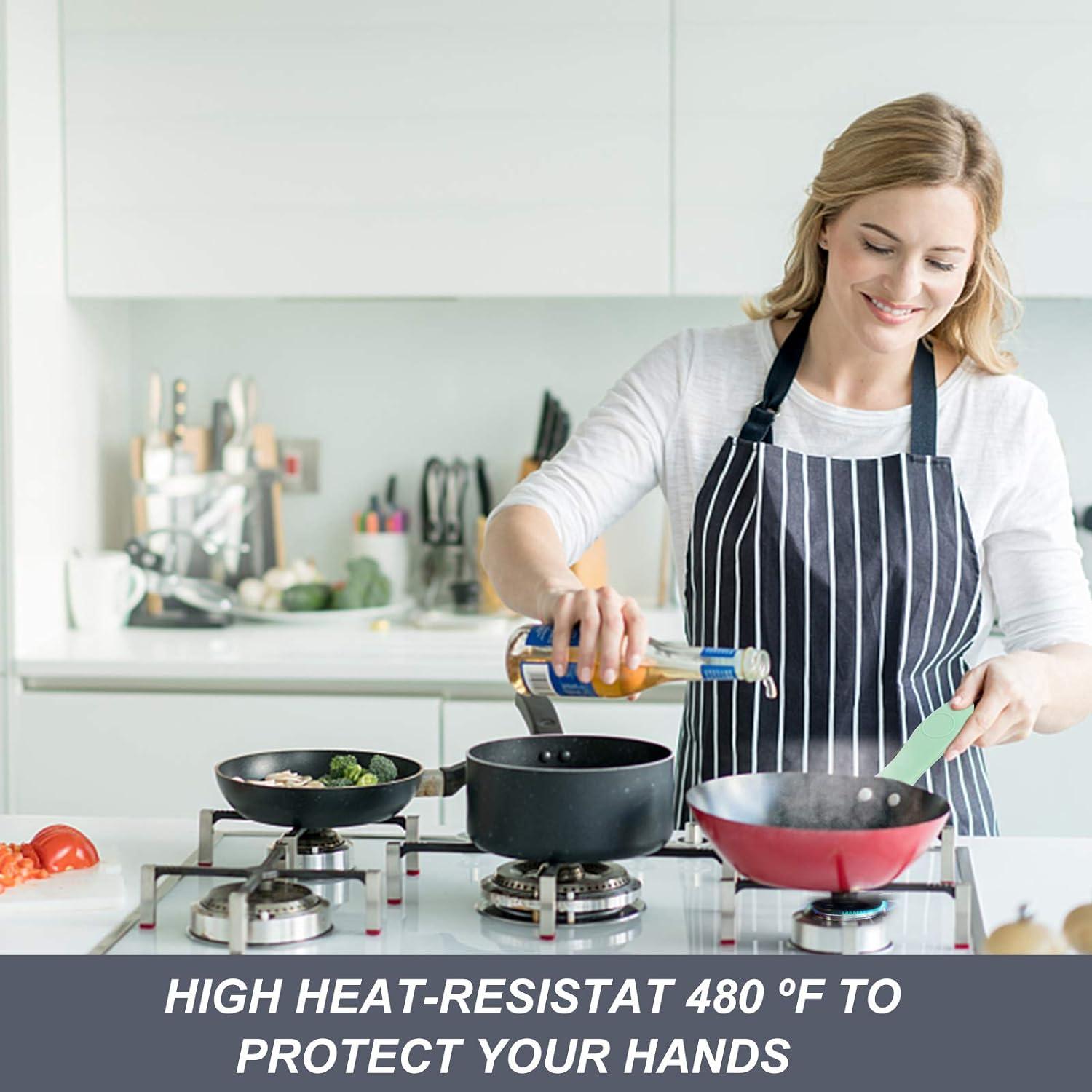 Silicone Hot Handle Holder - Potholder for Cast Iron Skillets & Frying Pans - Heat Resistant Sleeve Grip Handle Cover, Red, Black, Blue, Green