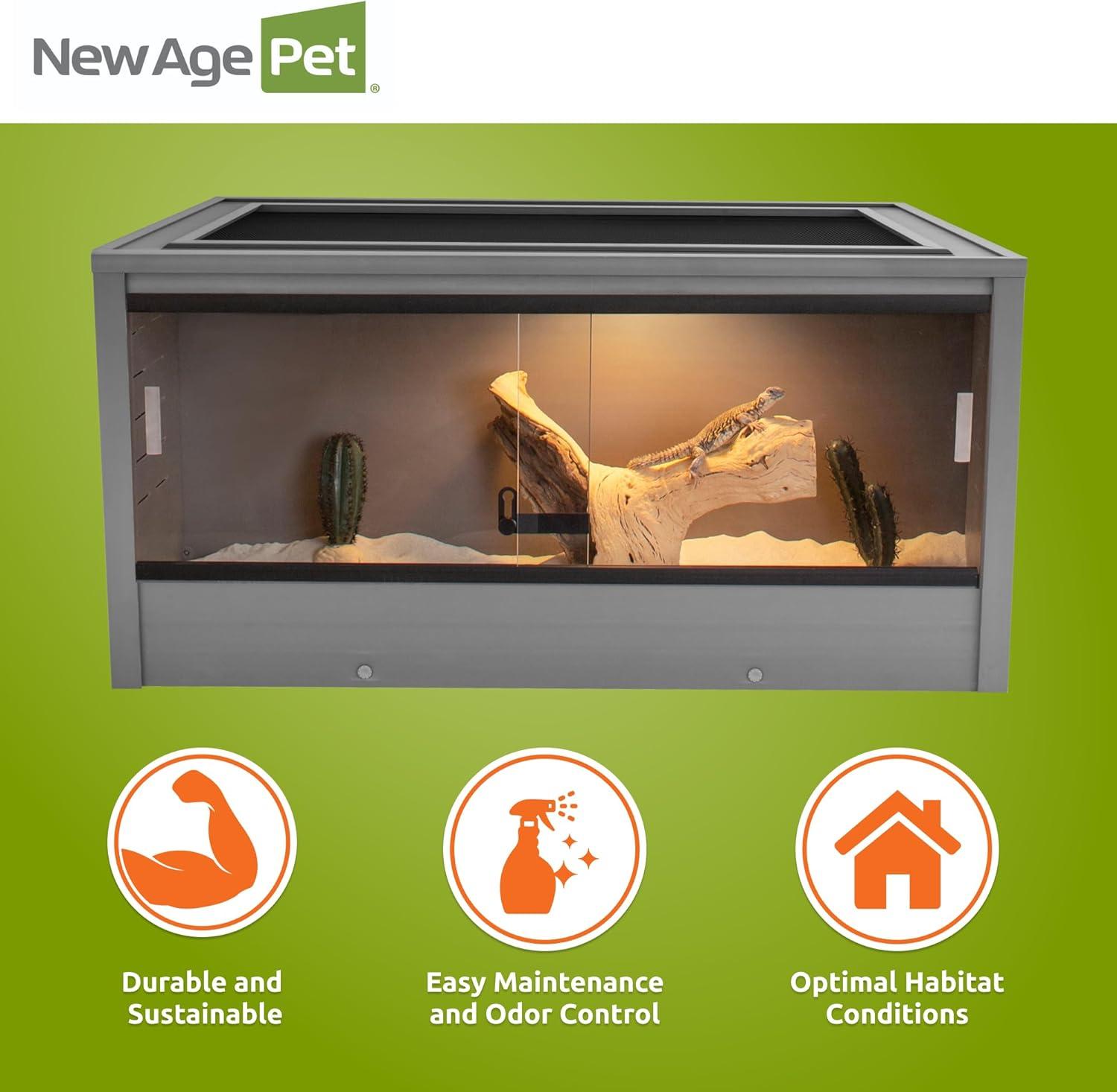 New Age Pet® ECOFLEX® 36 in. Mojave Reptile Terrarium Lounge - Durable Composite Habitat with Ventilated Side Panels, Removable Sliding Glass Doors and Mesh Screen Top for UV/Heat Lamp Setup