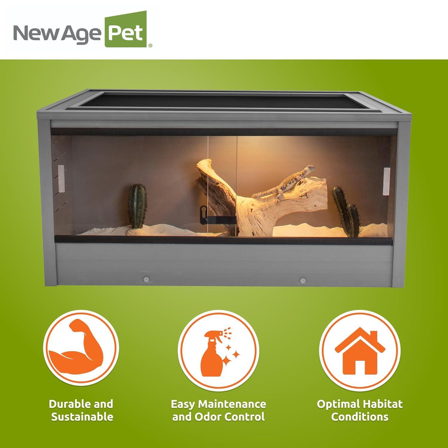 New Age Pet® ECOFLEX® 36 in. Mojave Reptile Terrarium Lounge - Durable Composite Habitat with Ventilated Side Panels, Removable Sliding Glass Doors and Mesh Screen Top for UV/Heat Lamp Setup