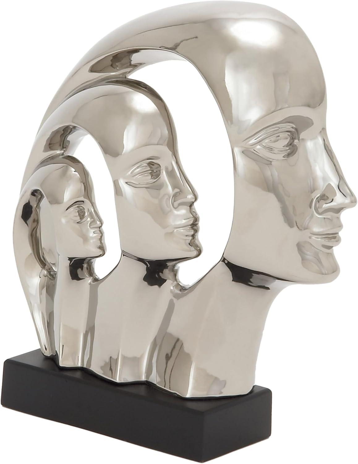 11" x 12" Silver Porcelain Face Sculpture, by DecMode