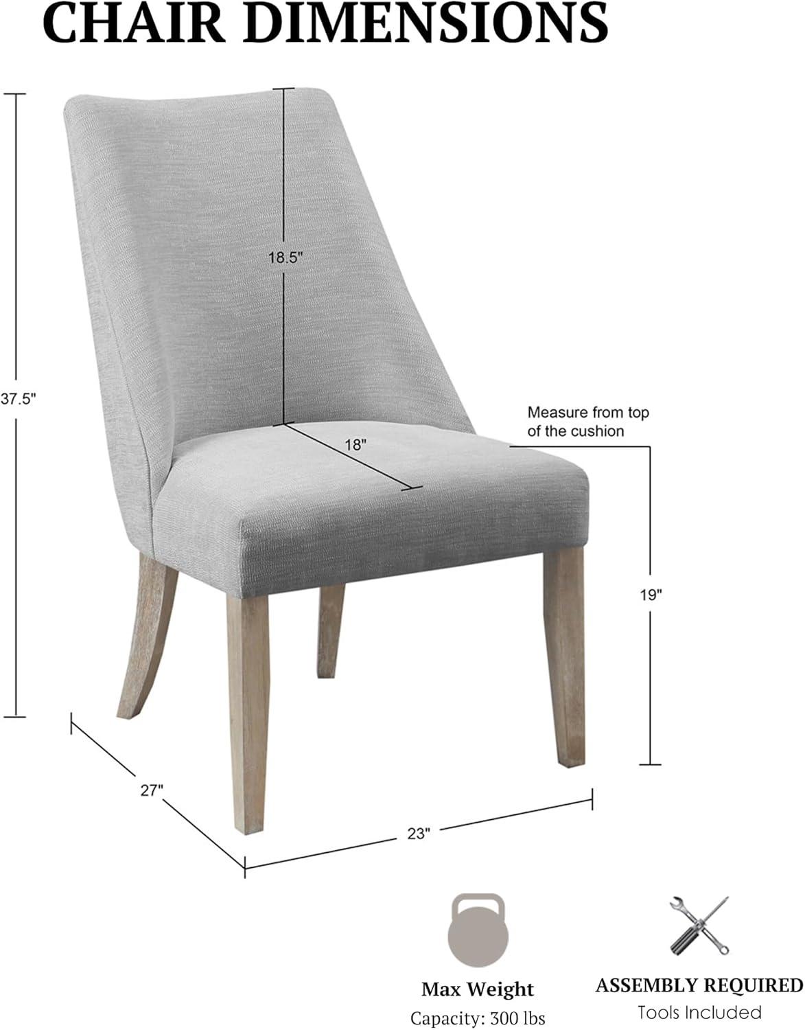 Martha Stewart Winfield Upholstered Dining Chairs – Curved Back, Distressed Wood Legs, Farmhouse Style
