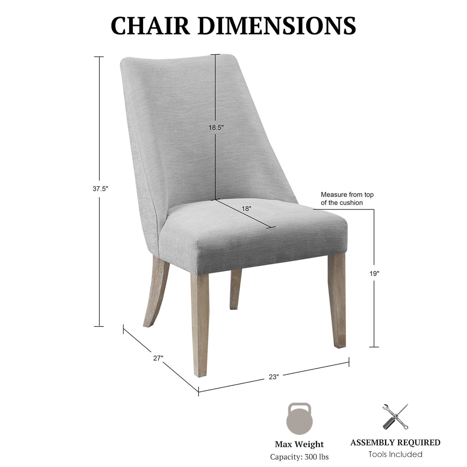 Martha Stewart Winfield Upholstered Dining Chairs – Curved Back, Distressed Wood Legs, Farmhouse Style