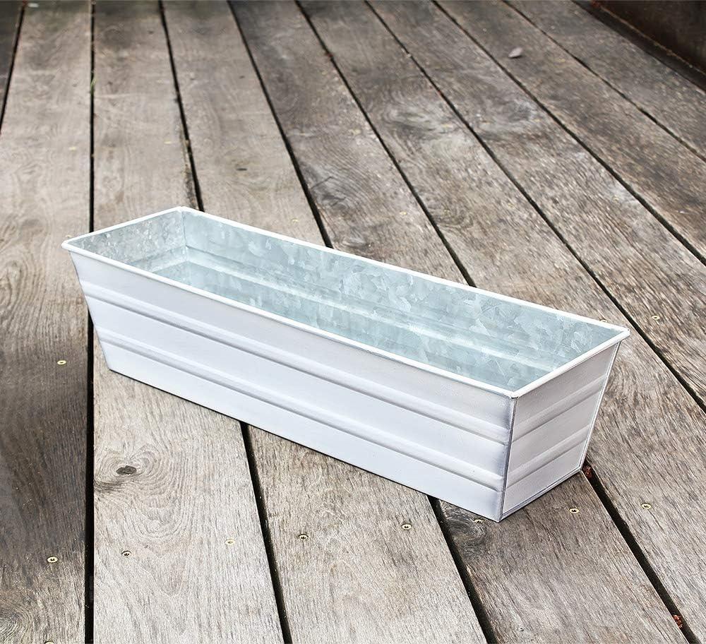 22" Galvanized Metal Rectangular Planter Box Cape Cod White - ACHLA Designs: Steel Construction, Wall-Mountable, Patina Finish