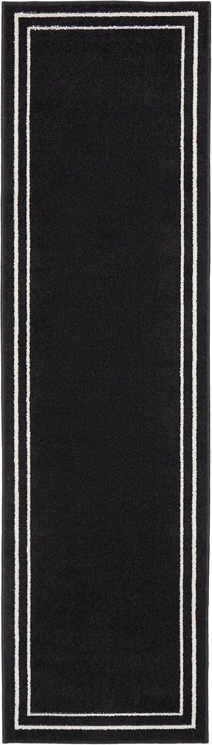 Nourison Essentials Indoor/Outdoor Black Ivory 2' x 6' Area Rug, (2x6)