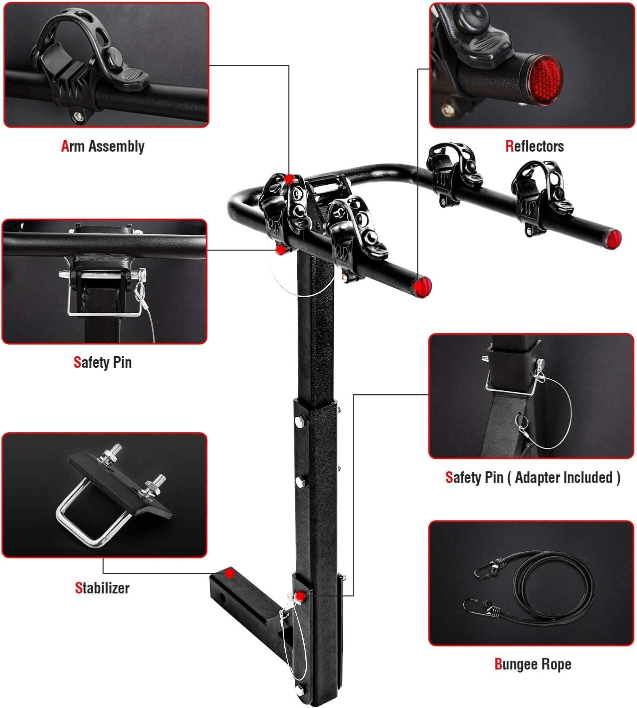 Heavy Duty Black Steel Folding Hitch Mount Bike Rack