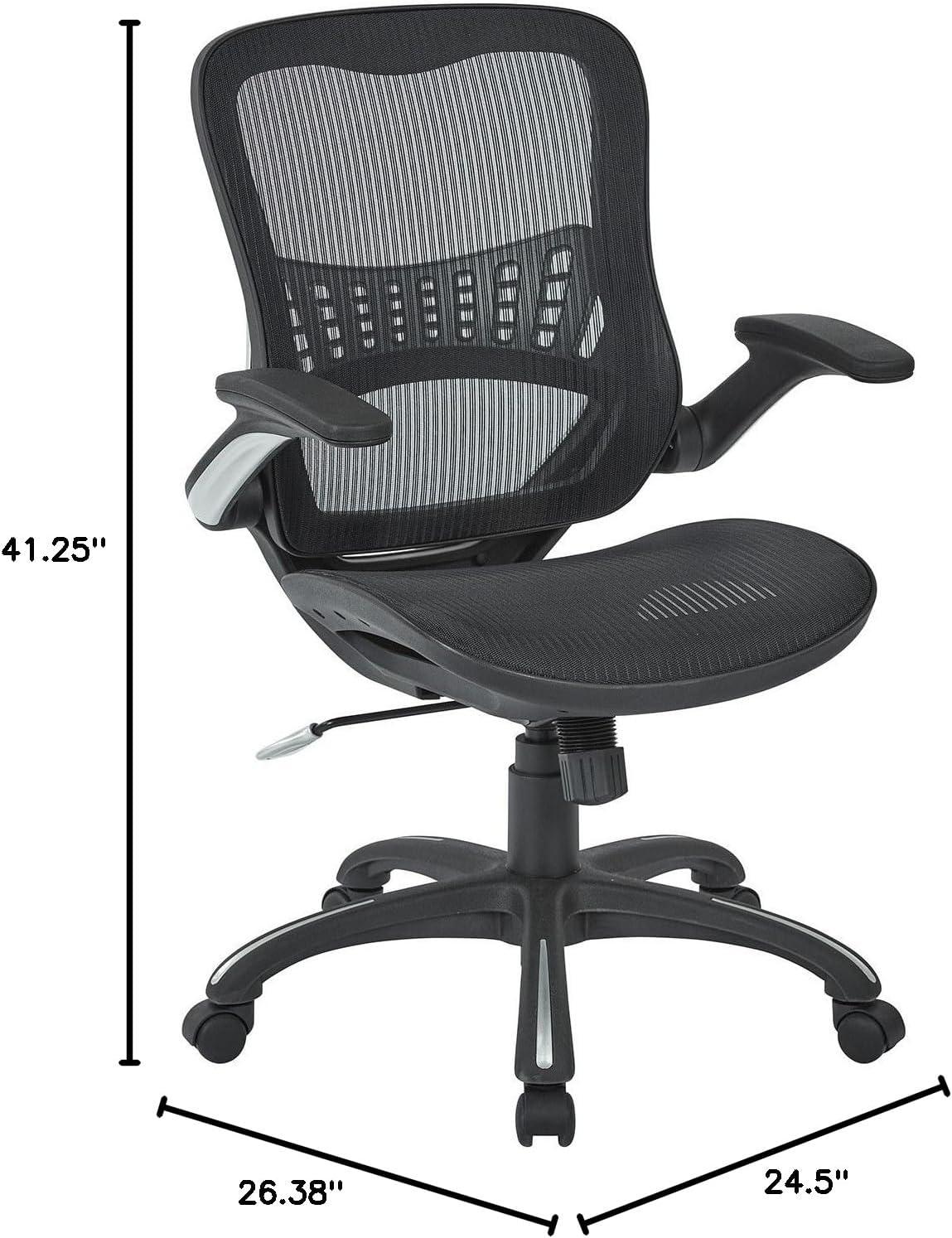 Black Mesh and Leather Executive Swivel Office Chair