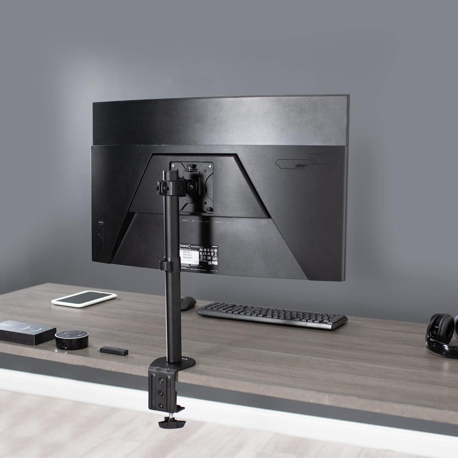 Black Aluminum and Steel Adjustable Desk Mount for 13"-27" Monitors