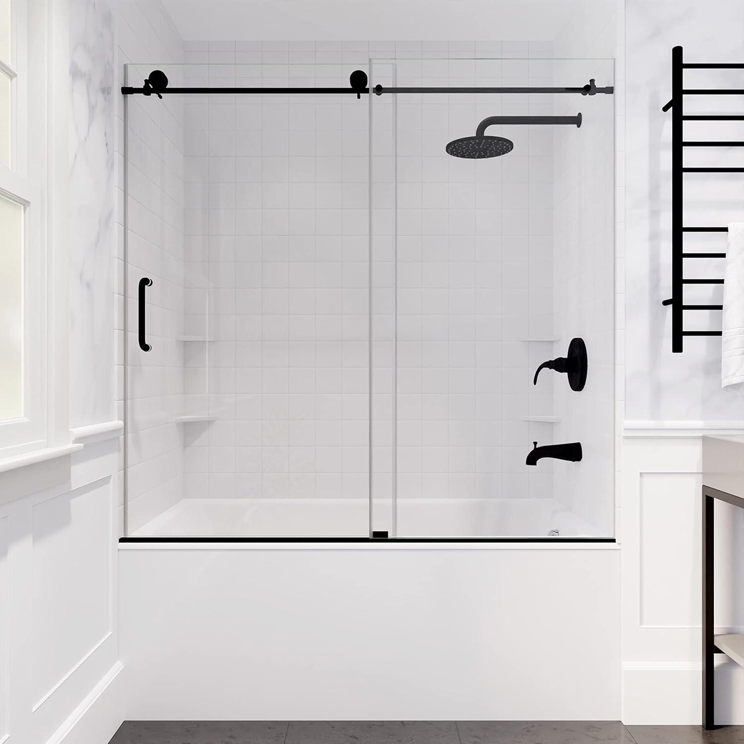 Don 59 - 60" W x 62" H Single Sliding Frameless Tub Door