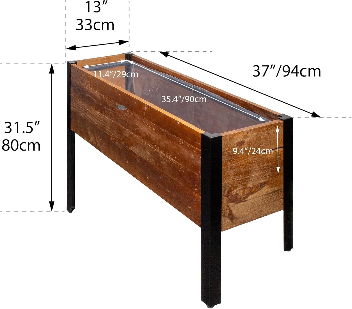 Grapevine Rectangle Wood Urban Garden Raised Planter Box in Brown