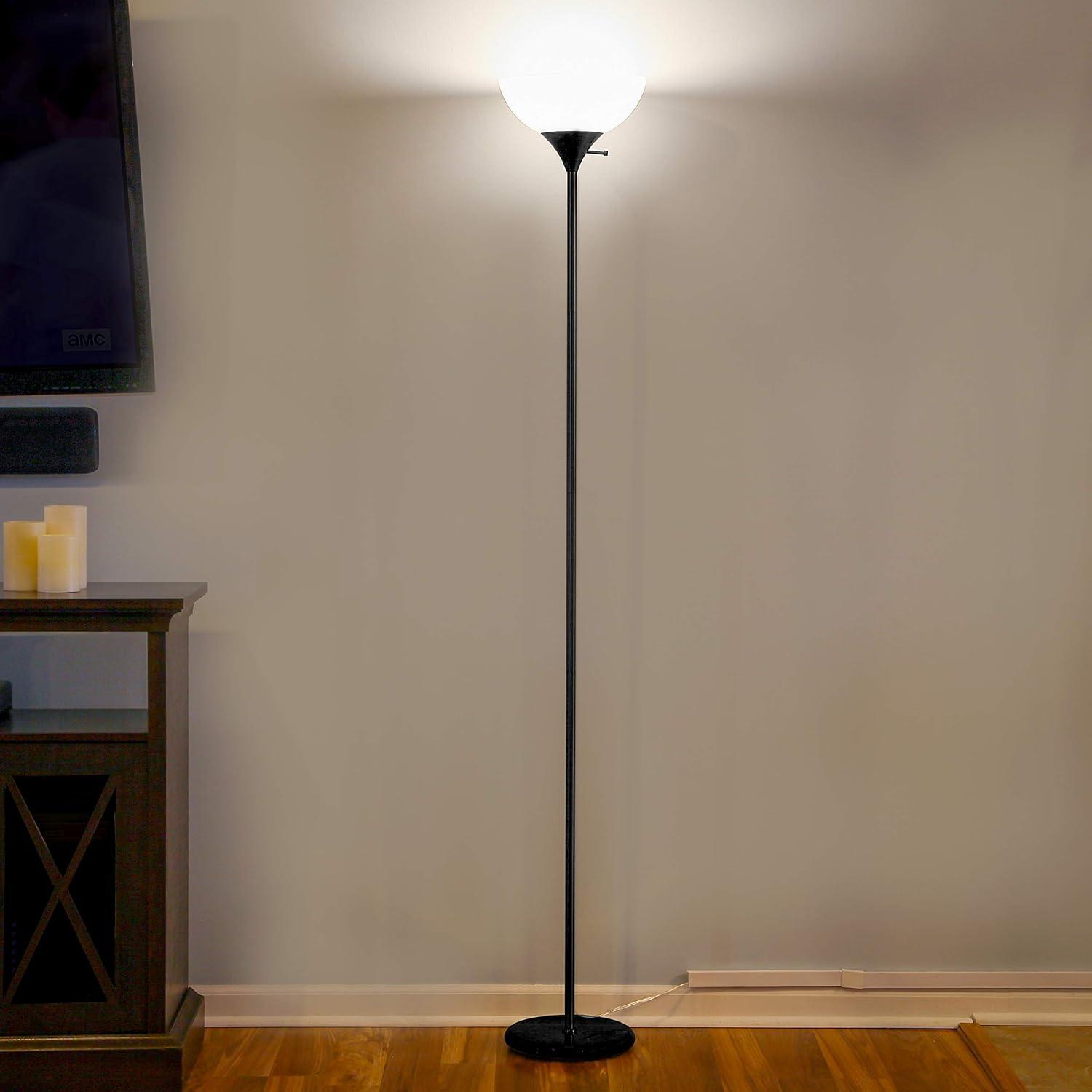 Brightech Sky Dome 72 in. Black Torchiere LED Uplight Floor Lamp