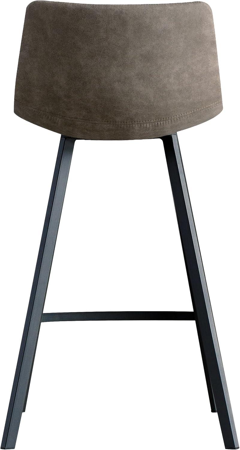 Gray Faux Leather and Black Metal Counter Stools, Set of 2