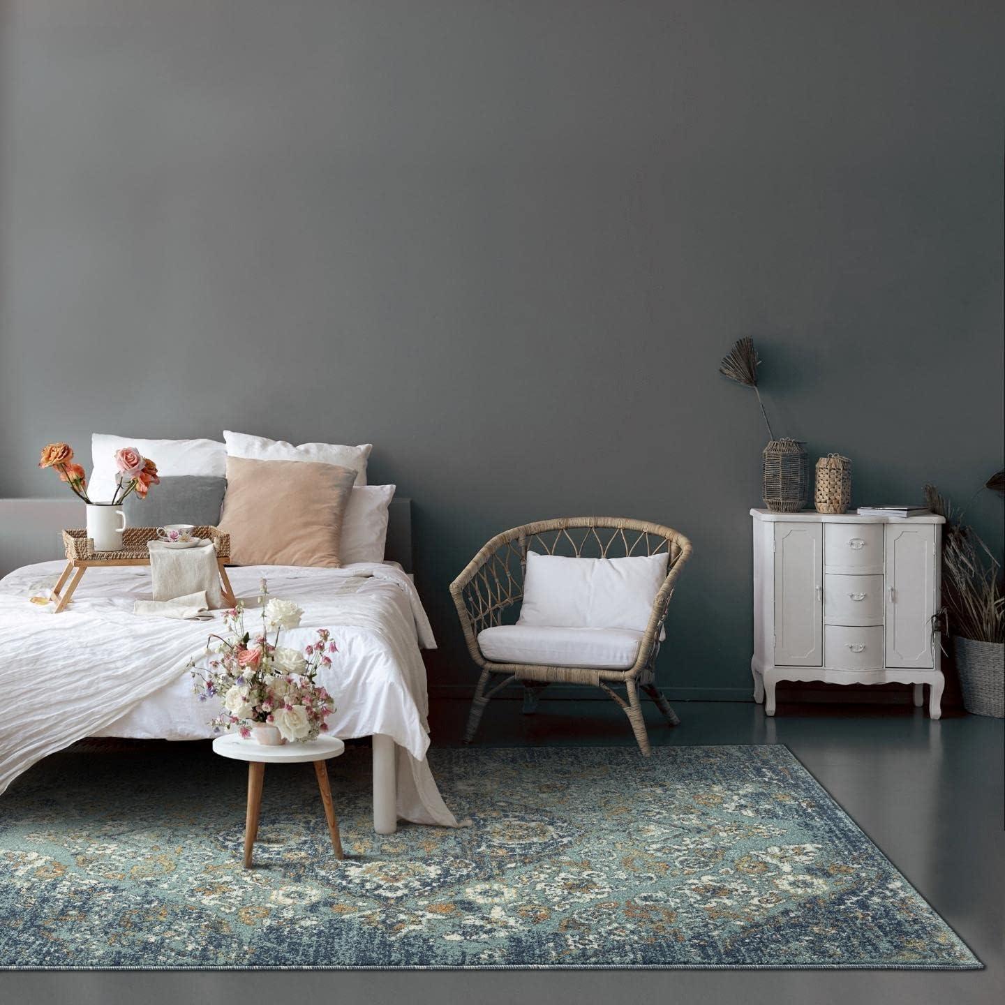 Luxe Weavers Victoria Collection Cream 9x12 Floral Area Rug