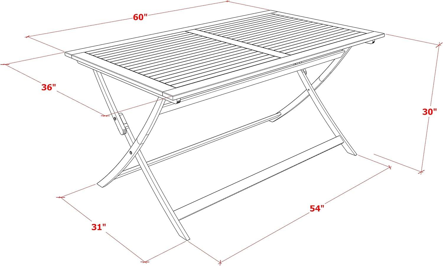 Natural Acacia Wood 3-Piece Folding Patio Bistro Set