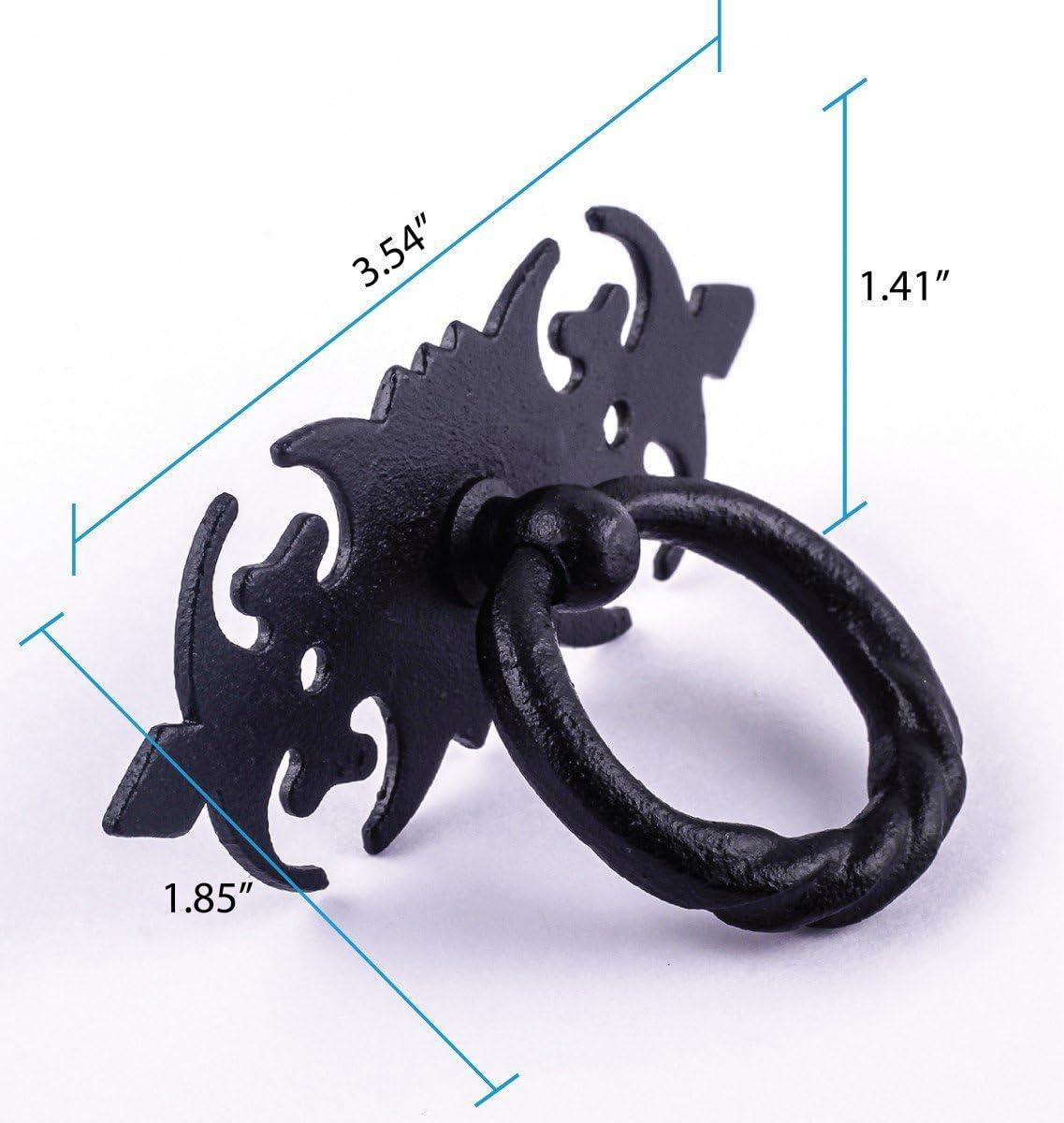 3.5" Black Wrought Iron Antique Ring Cabinet Pull