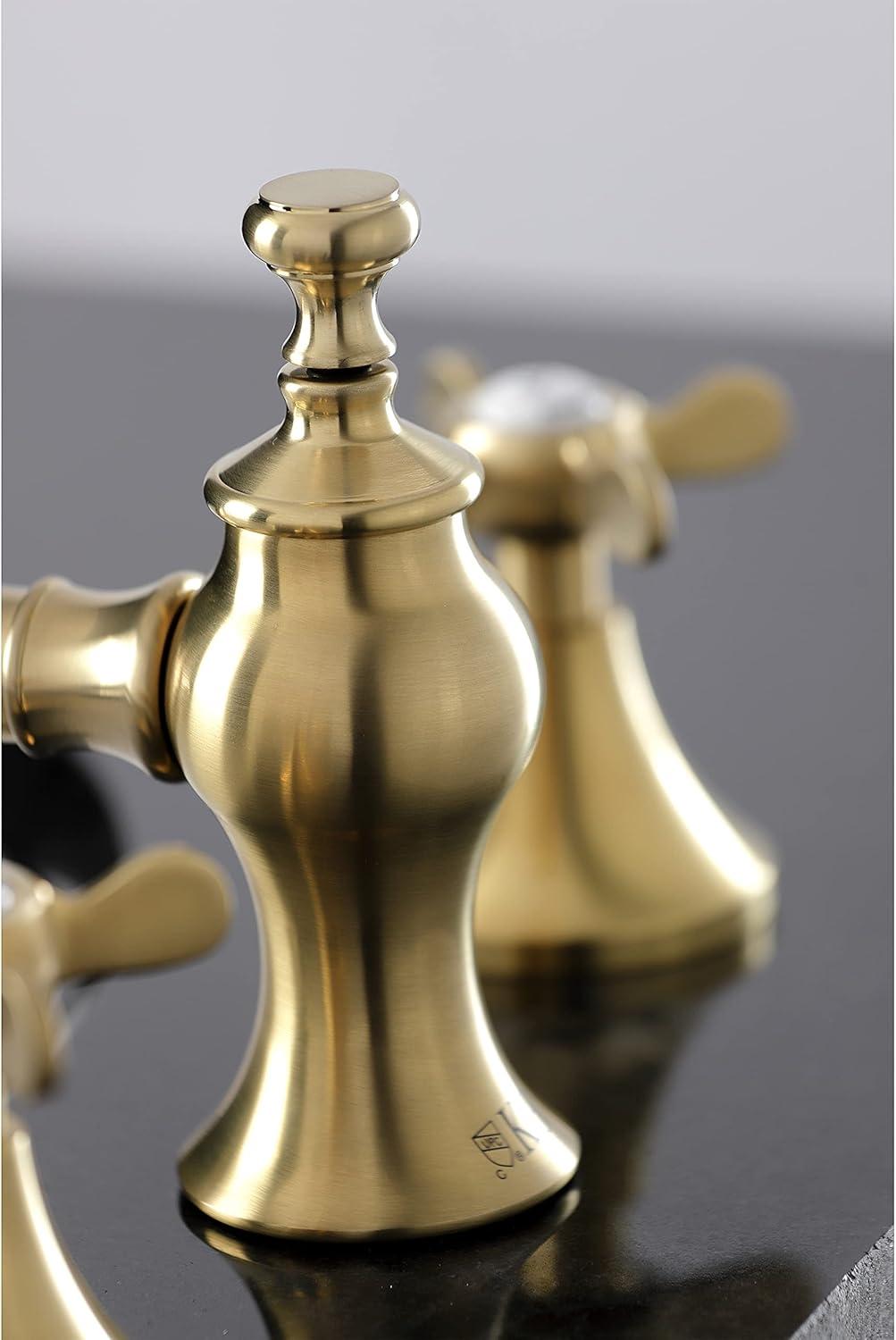 Kingston Brass Essex Two-Handle 3-Hole Deck Mount Widespread Bathroom Faucet with Brass Pop-Up Drain