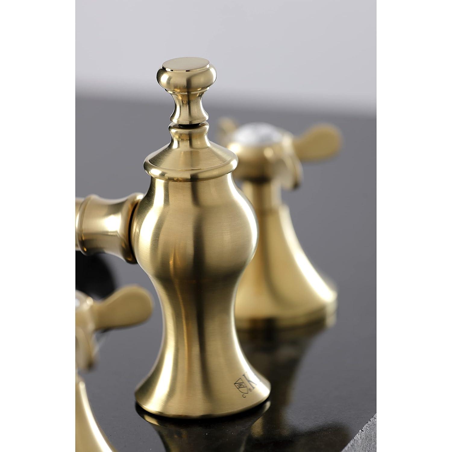Kingston Brass Essex Two-Handle 3-Hole Deck Mount Widespread Bathroom Faucet with Brass Pop-Up Drain
