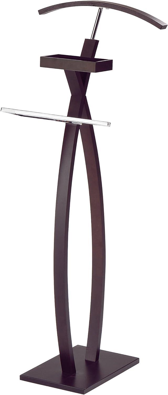 Laurent Walnut and Metal Modern Valet Stand with Hanger