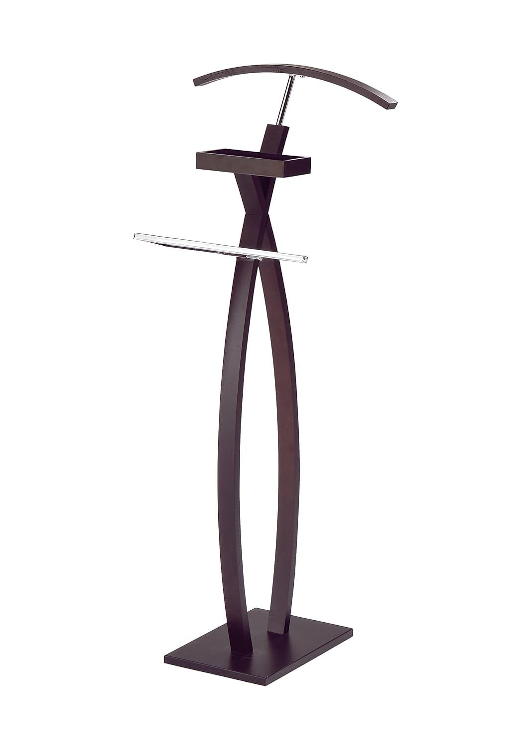 KB Designs - Modern Wood/Metal Suit Tie Valet Stand Rack, Clothing Organizer, Walnut