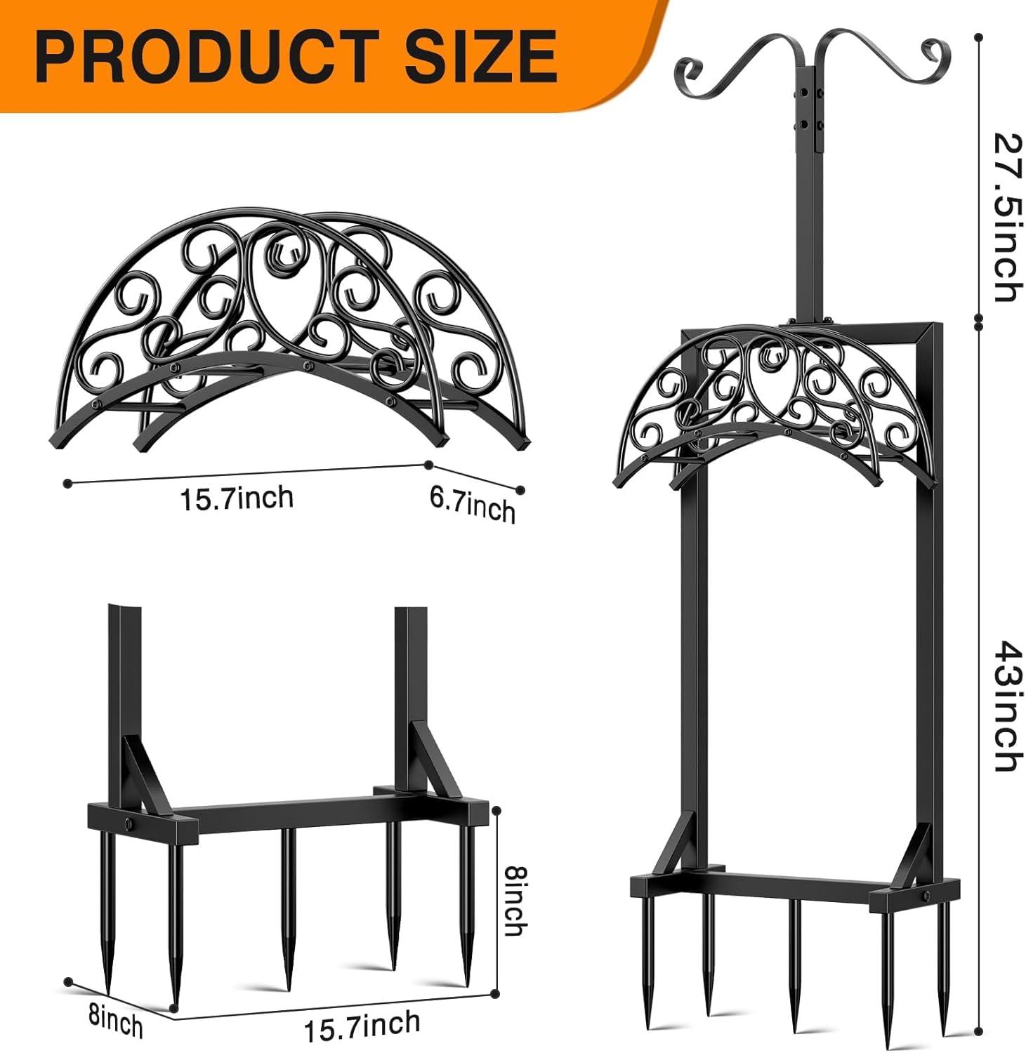 Garden Hose Holder for Outside - Upgraded Water Hose Holders with 5 Spikes & 2 Shepherds Hooks, Freestanding Hose Stand Heavy Duty Hose Hanger Hose Storage Hose Reel Rack for Outside Yard Lawn