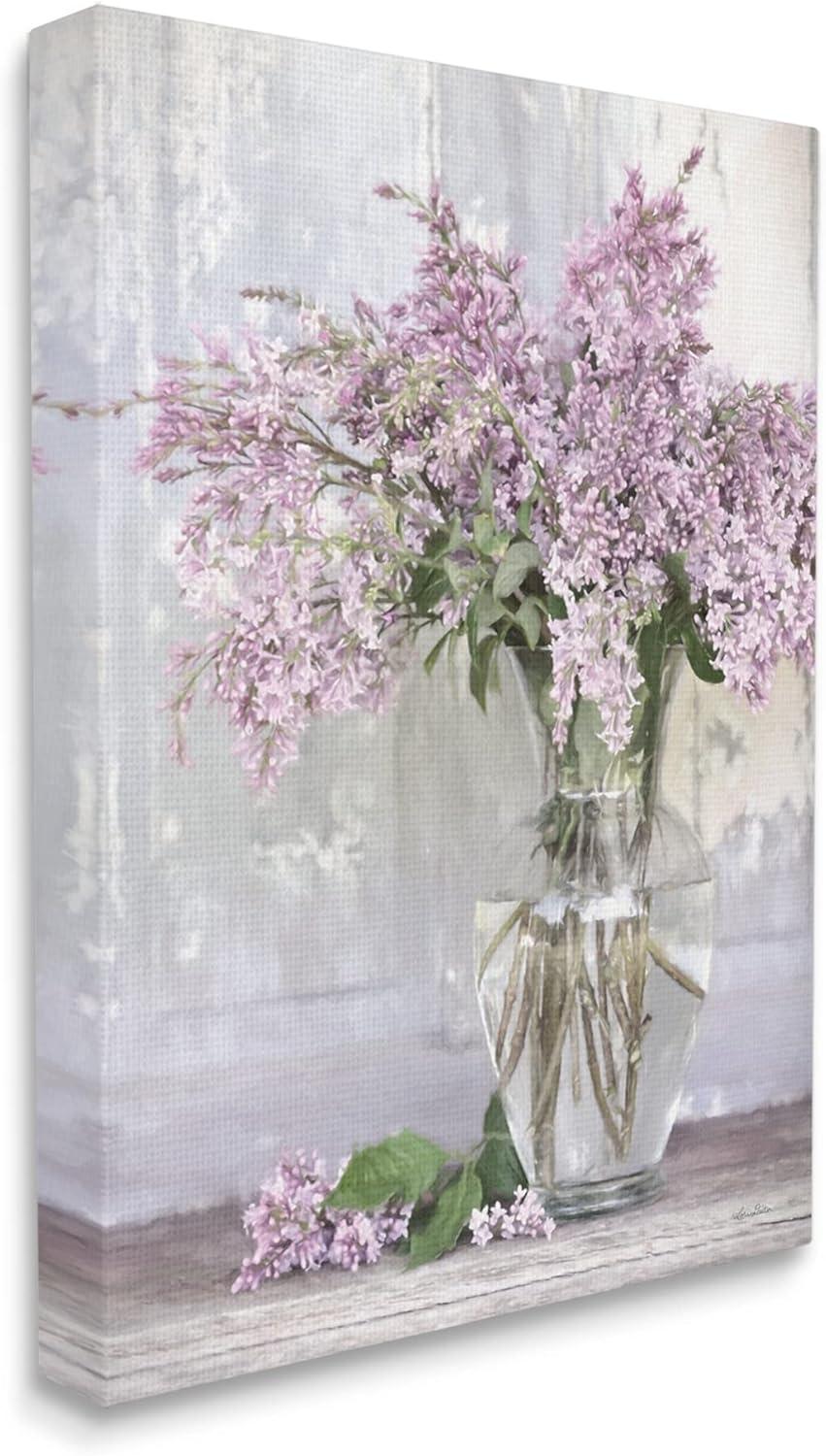 Stupell Industries Tranquil Lilac Flower Vase Canvas Wall Art