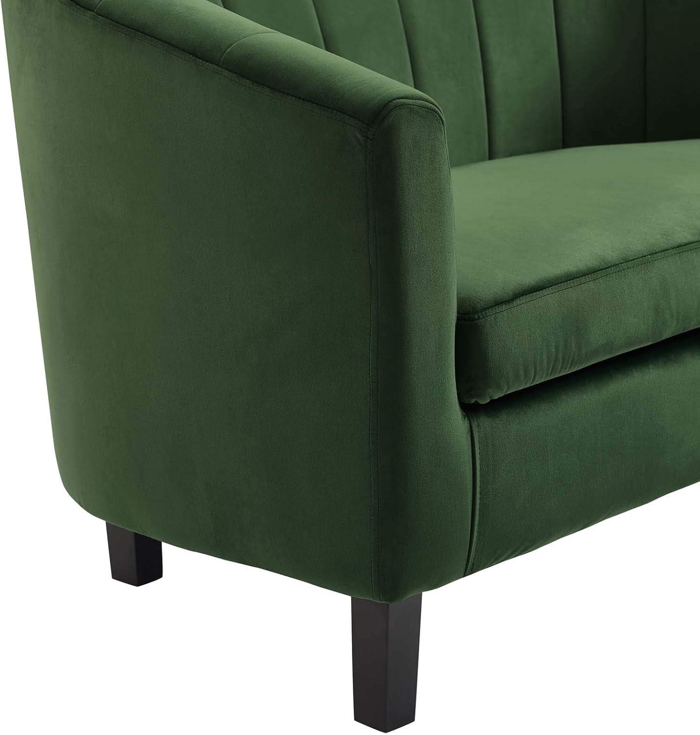 Modway Prospect Channel Tufted Performance Velvet Armchair Emerald