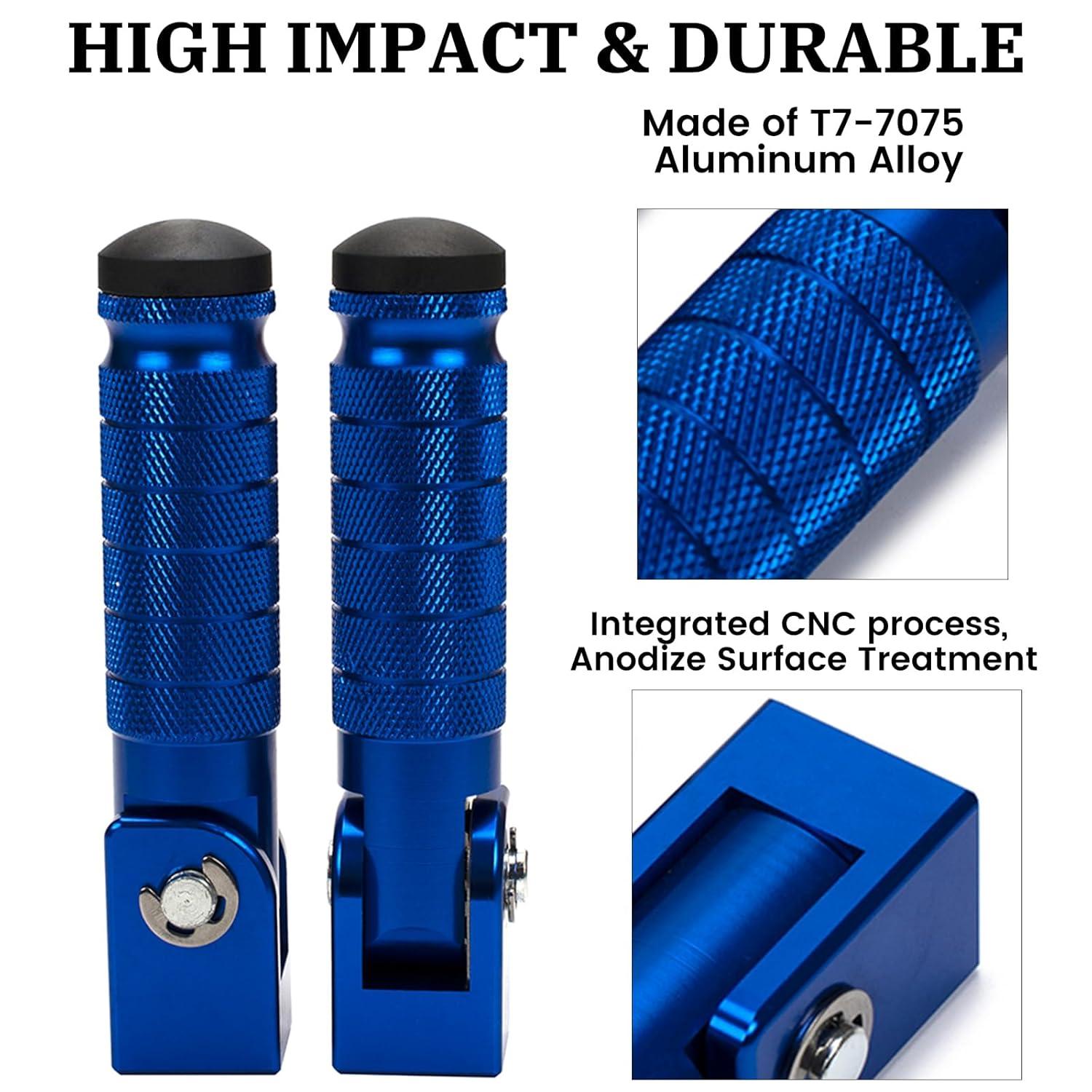 XINGWU M8 Motorcycle Foot Pegs 90 Degree Foldable Footpegs CNC Anti-Skid Footrest Universal for Yamaha Honda Suzuki Aprilia Electric Car Motorbike Mini Bike Dirt Pit Bike Passenger Pedal (Black)