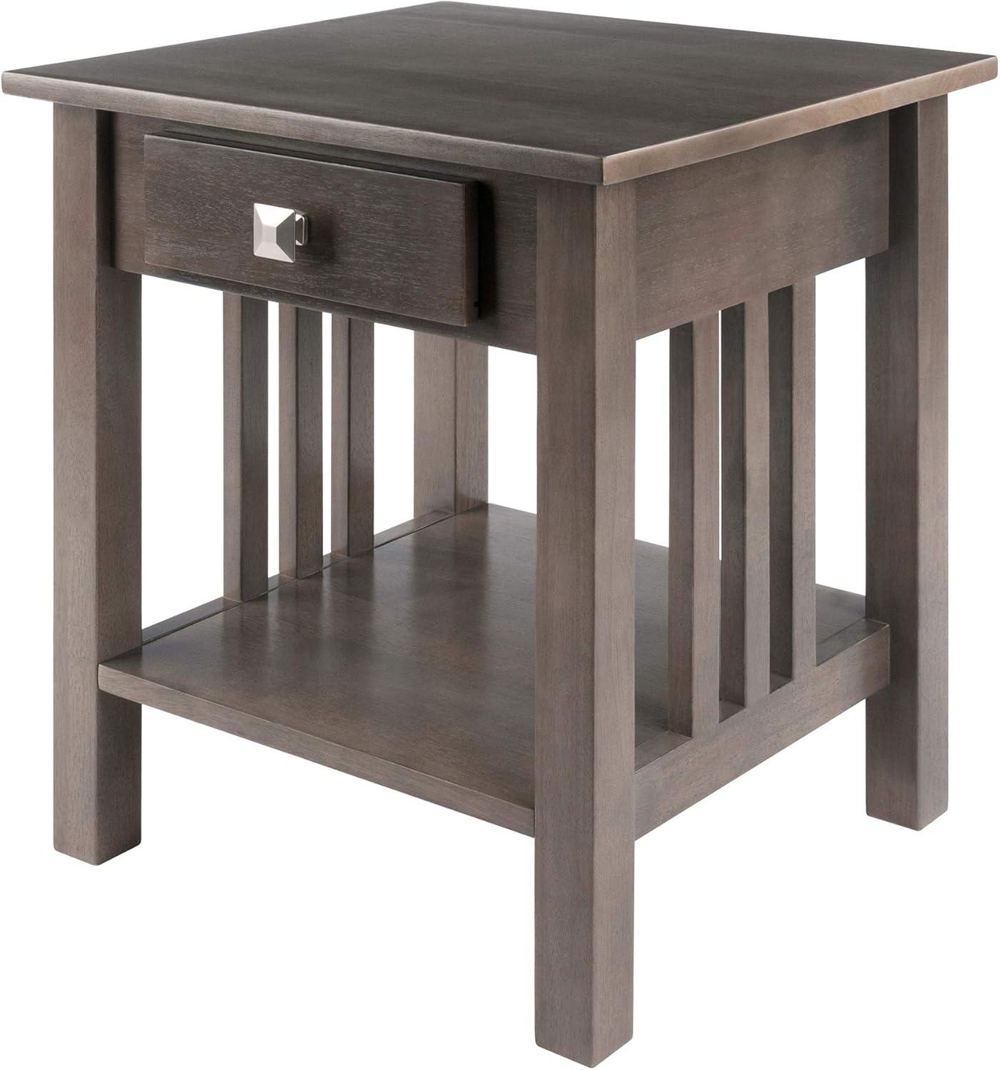 Stafford End Table Oyster Gray - Winsome: Wood Composite Accent Table with Shelf, Drawer for Storage