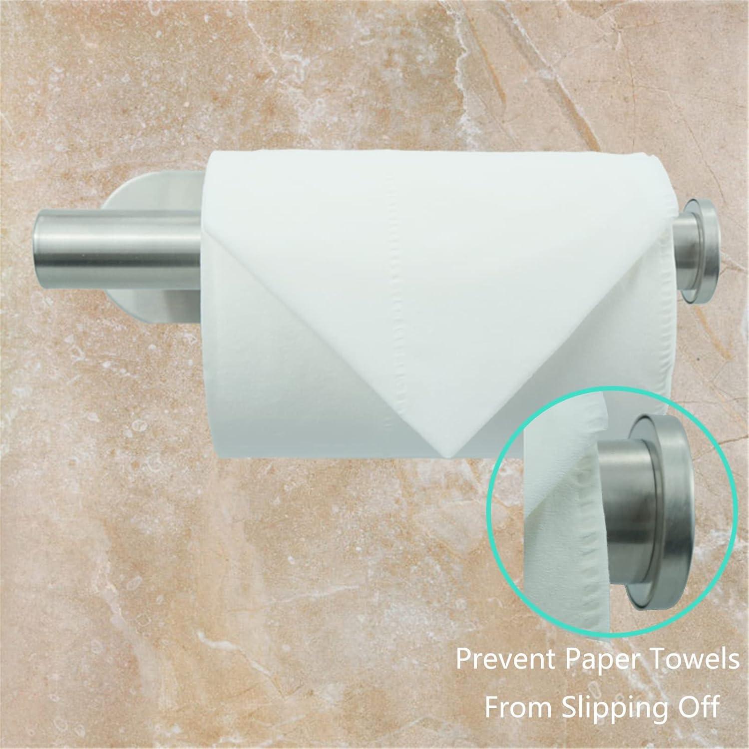 Toilet Paper Holder,Brushed Nickel,Wall Mount, Upgraded Adhesive Toilet Roll Holder,no Drilling,Bathroom/Rv/Washroom,SUS 304 Stainless Steel,Rustproof (Brushed Nickel, 1 Piece)