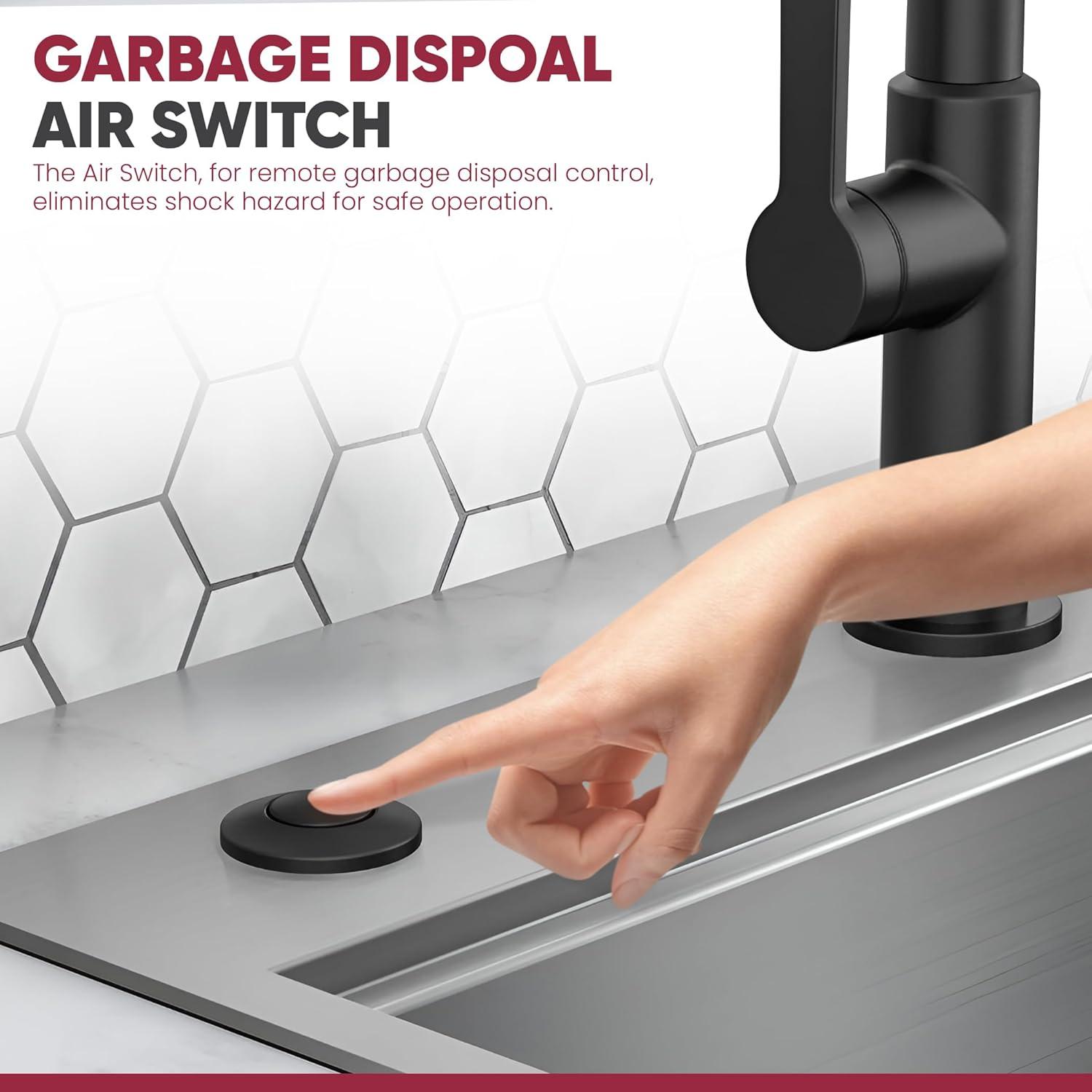 Westbrass Kitchen Sink Waste Disposal Air Switch and Dual Outlet Control Box, Flush Button