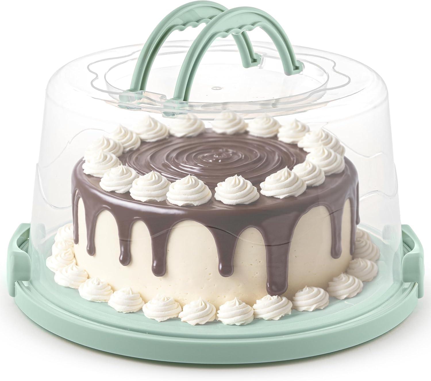 Extra Large Cake Carrier, Cake Holder with Lid & 2 Sturdy Snaps & Handles