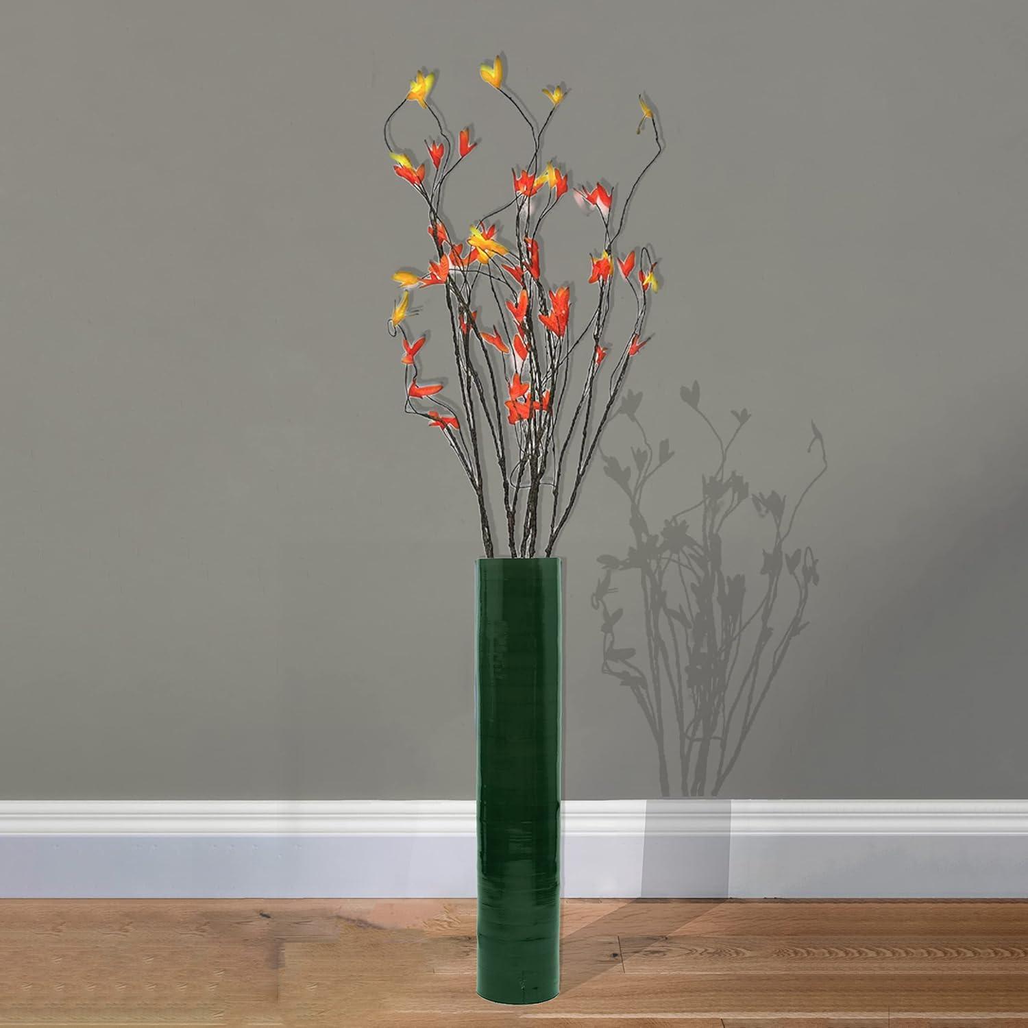 Uniquewise 30-inch-tall Decorative Contemporary Bamboo Display Floor Vase - Cylinder Shape - Stylish Home Decor Accent - Green - Modern Tall Vase