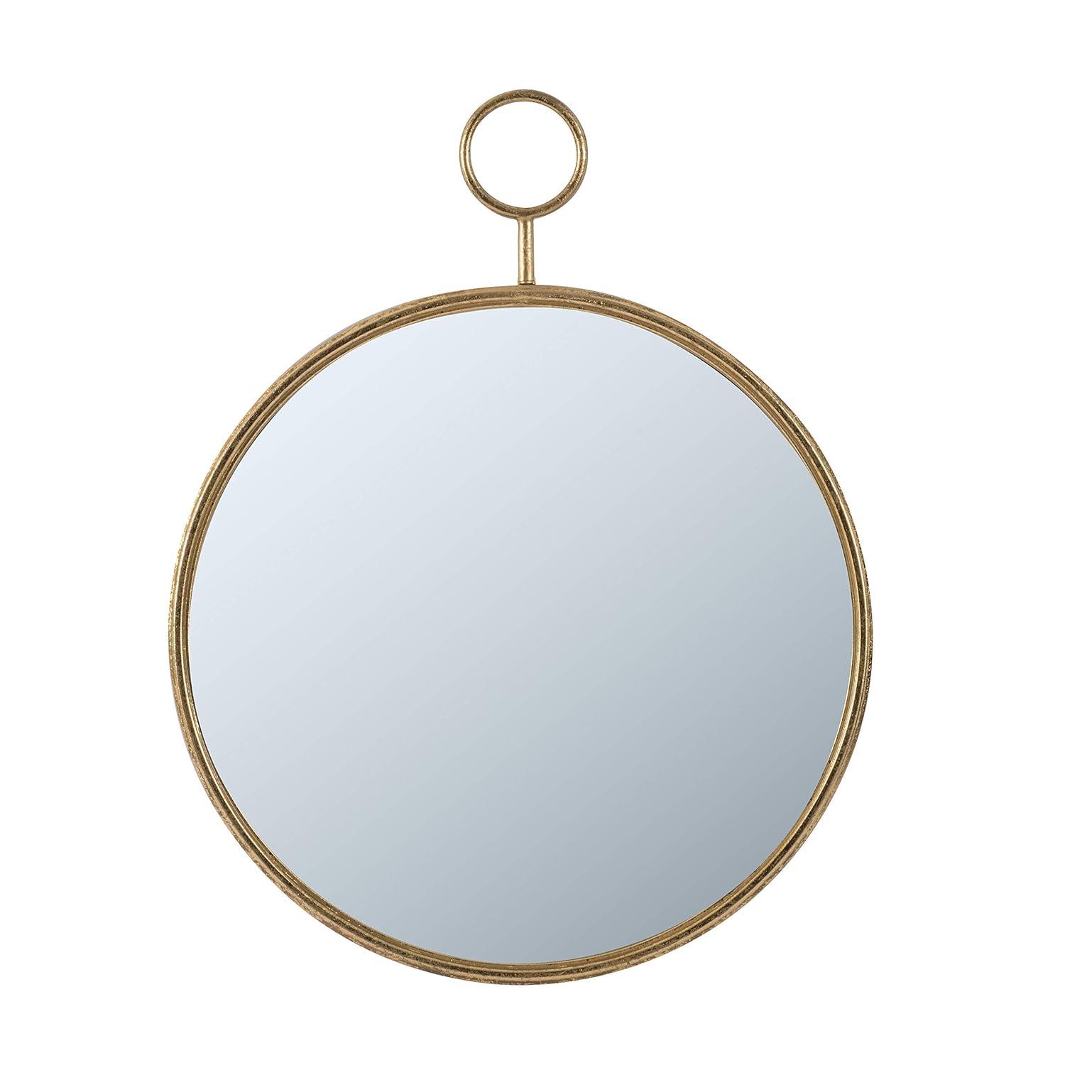 Benjara Oval Shape Metal Frame Wall Mirror, Small, Gold