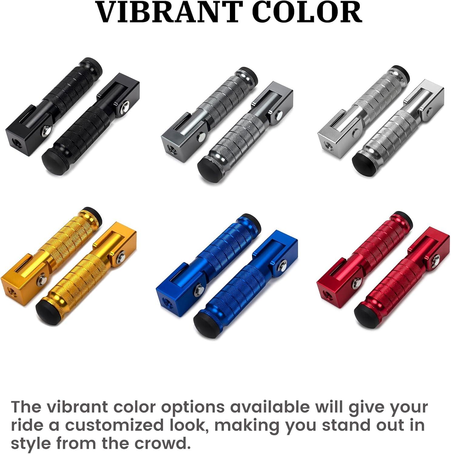 XINGWU M8 Motorcycle Foot Pegs 90 Degree Foldable Footpegs CNC Anti-Skid Footrest Universal for Yamaha Honda Suzuki Aprilia Electric Car Motorbike Mini Bike Dirt Pit Bike Passenger Pedal (Black)