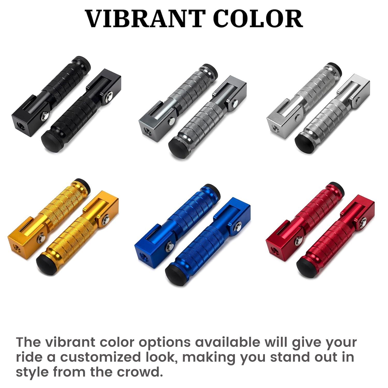 XINGWU M8 Motorcycle Foot Pegs 90 Degree Foldable Footpegs CNC Anti-Skid Footrest Universal for Yamaha Honda Suzuki Aprilia Electric Car Motorbike Mini Bike Dirt Pit Bike Passenger Pedal (Black)