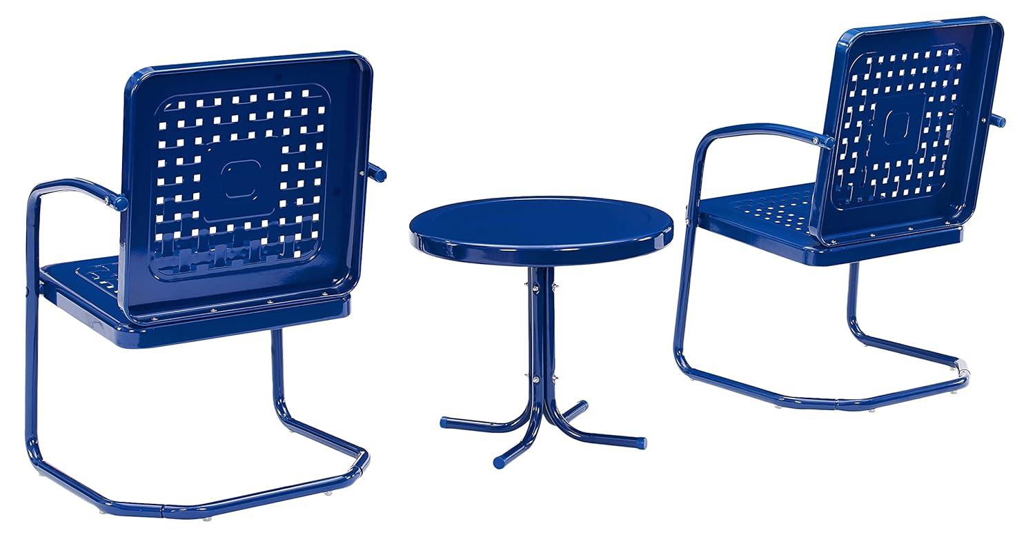 Bates Outdoor Metal Chair Set, Navy Gloss - 3 Piece