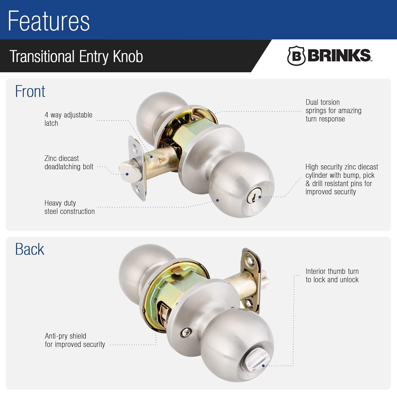 Brinks Raleigh Series Keyed Entry Transitional Ball Knob