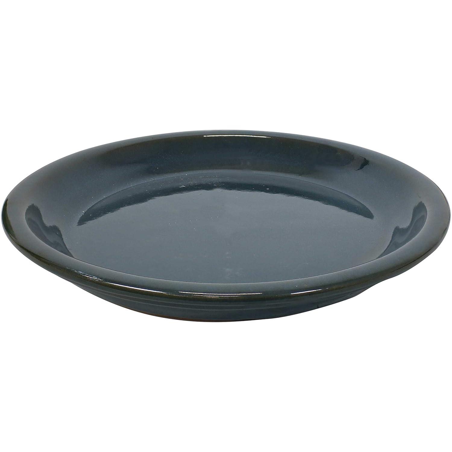 Sunnydaze High-Fired Glazed UV- and Frost-Resistant Ceramic Outdoor Flower Pot Saucer - 9" Diameter - Forest Lake Green - 2-Pack